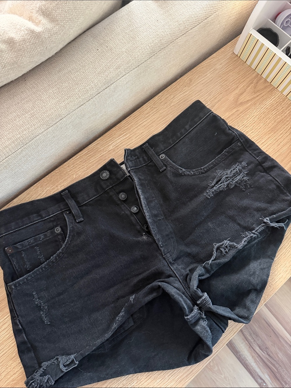 Agolde Black High-Rise Denim Shorts